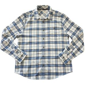 Fair Harbor Blue Plaid Flannel Long Sleeve Button Up Shirt Men's Size Large L